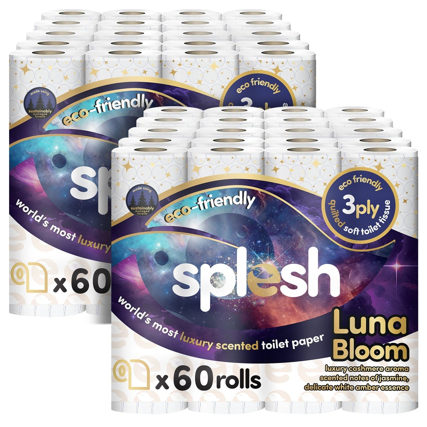 Splesh Soft & Quilted White, Lavender, Aloe Vera, Watermelon or Luna Bloom Toilet Tissue 120 Rolls