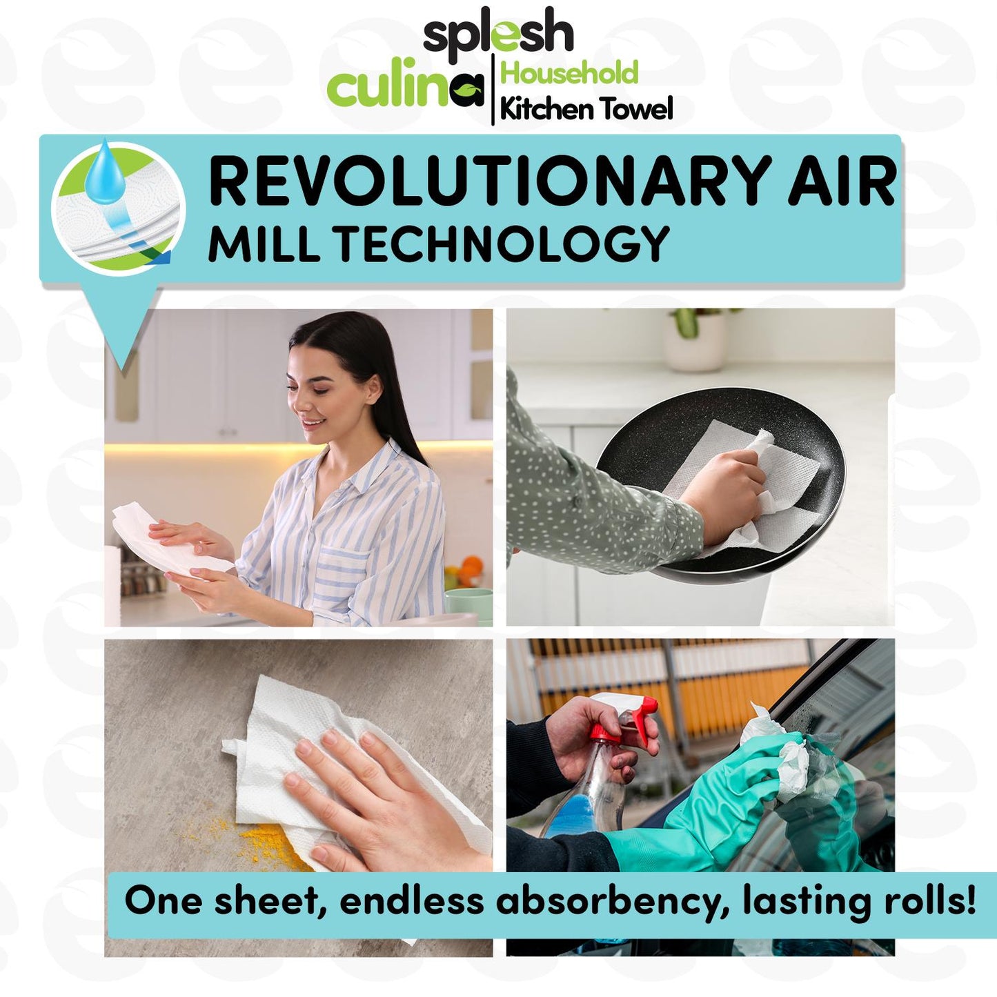 Splesh Toilet Roll Quilted White 60 Rolls with Culina Kitchen Towel 18 Rolls