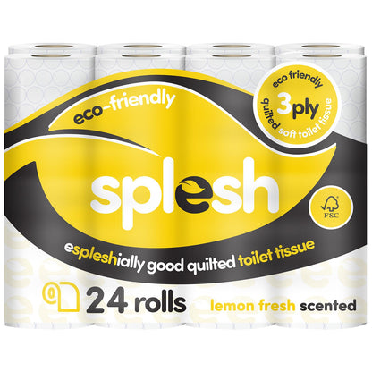 Splesh Soft & Quilted White, Lavender Aloe Vera or Lemon Toilet Tissue 24 Rolls