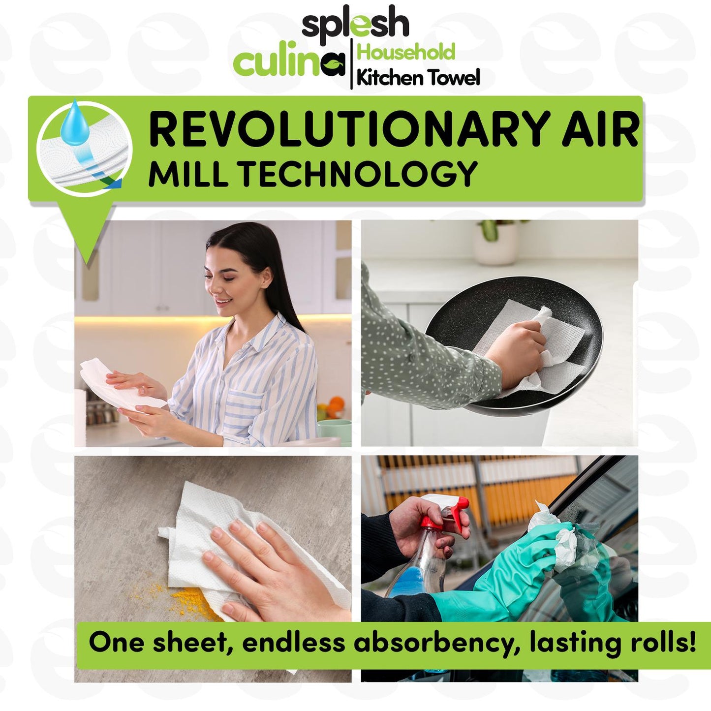 Splesh Toilet Roll Quilted White 120 Rolls with Culina Kitchen Towel 15 Rolls