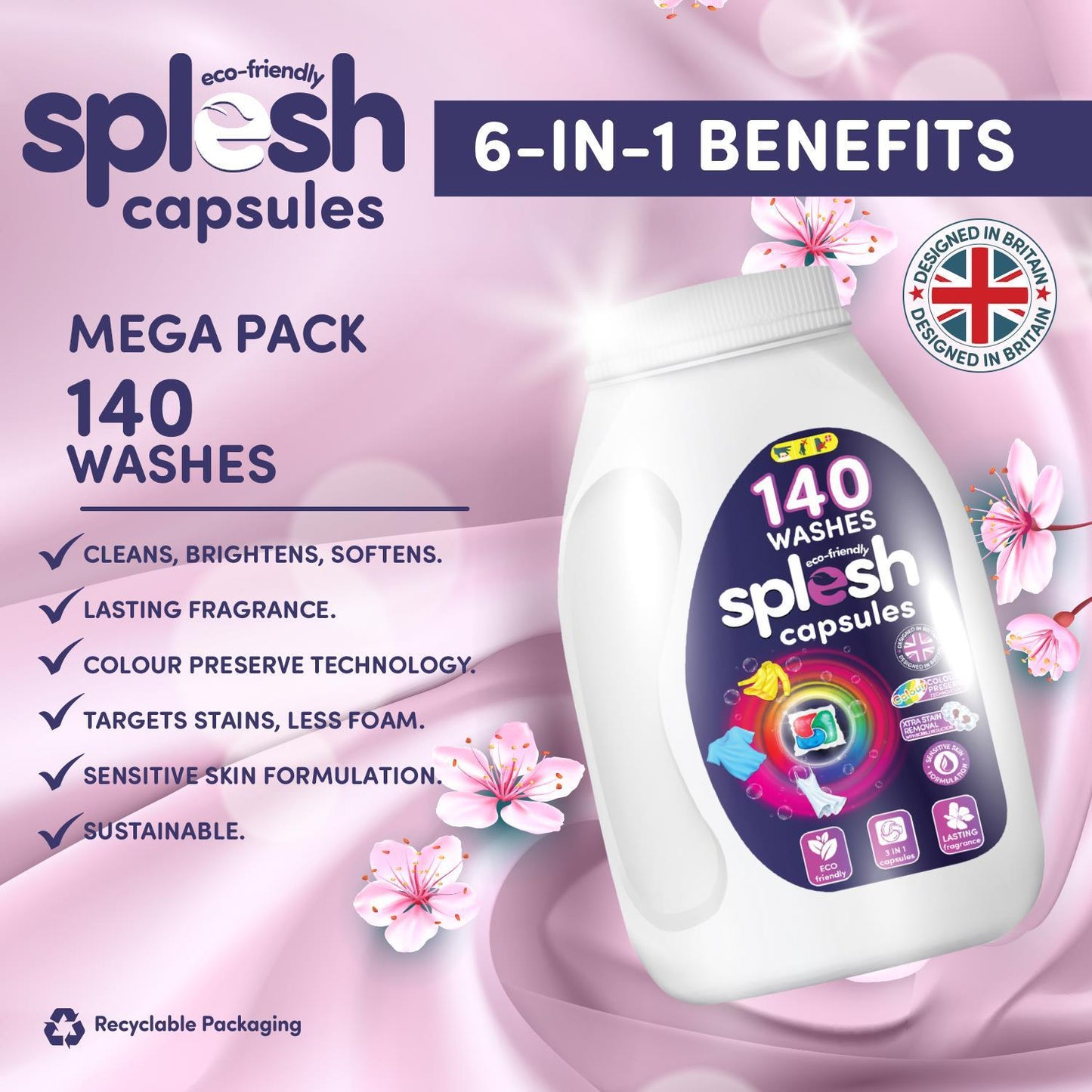 Splesh Cleaning Bundle of 3-in-1 Dishwasher 150 Capsules & Laundry 140 Capsules