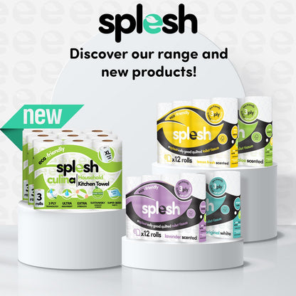Splesh Quilted Toilet Roll Luxury Vanilla & Marshmallow 3-Ply Soft Toilet Paper, 12 Rolls