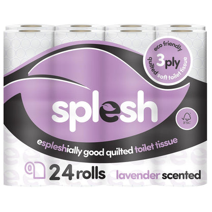 Splesh Toilet Roll Soft & Quilted 3-Ply Lavender Scented Toilet Tissue, 24 Rolls