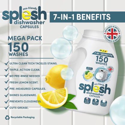 Splesh Cleaning Bundle of 3-in-1 Dishwasher 150 Capsules & Laundry 140 Capsules