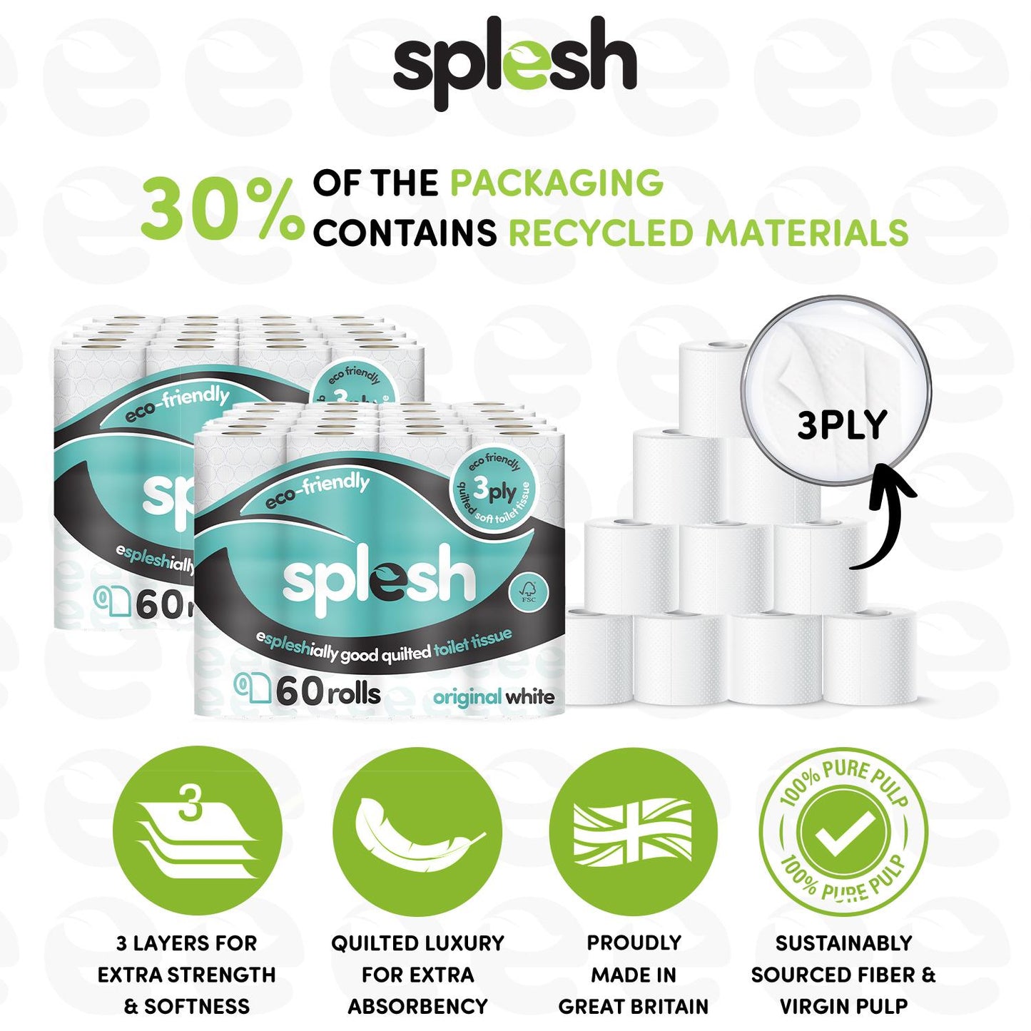 Splesh Toilet Roll Quilted White 120 Rolls with Culina Kitchen Towel 15 Rolls