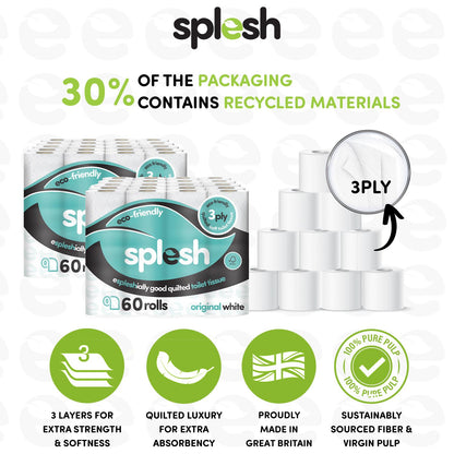 Splesh Toilet Roll Quilted White 120 Rolls with Culina Kitchen Towel 15 Rolls